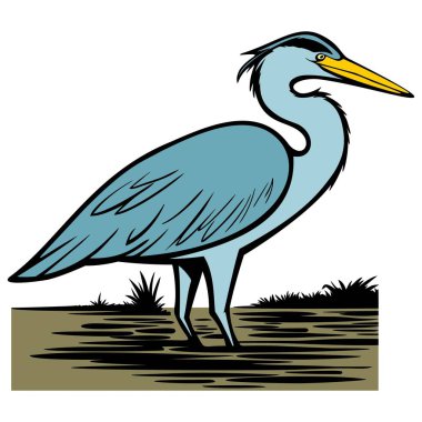 Heron - Bir Heron bir karikatür illüstrasyon.