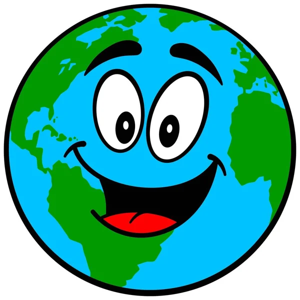Earth Mascot Een Cartoon Illustratie Van Een Aarde Mascotte — Stockvector