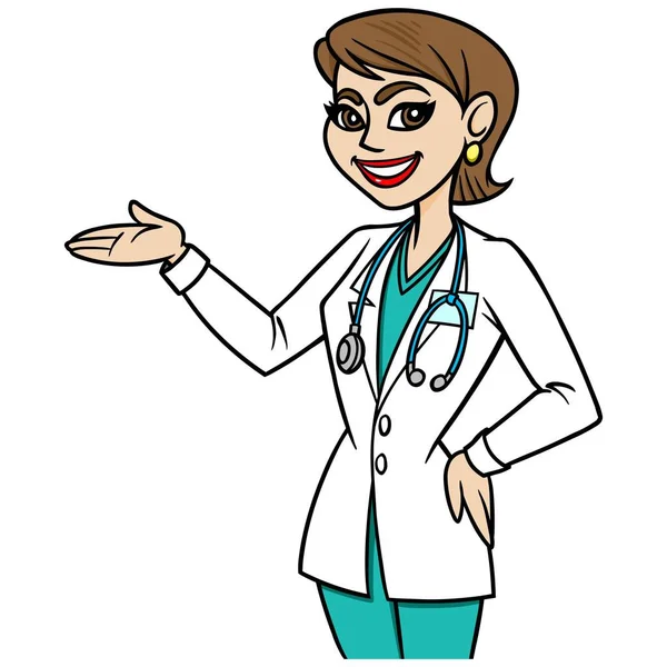 Female Doctor Sebuah Ilustrasi Kartun Dari Seorang Dokter Perempuan - Stok Vektor