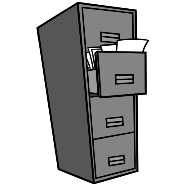 Ilustración Del Gabinete Archivos Una Ilustración Dibujos Animados Gabinete Archivos — Vector de stock