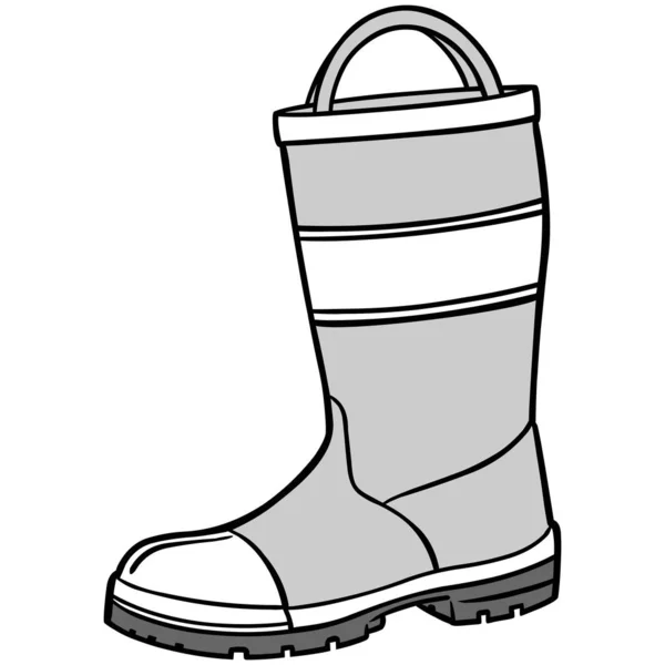 Firefighter Boot Illustration Fumetto Illustrazione Avvio Pompiere — Vettoriale Stock