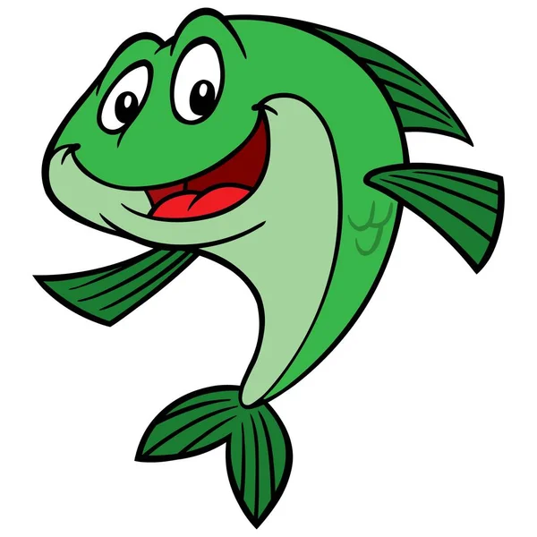 Fish Pointing Eine Cartoon Illustration Eines Fisches Der Zeigt — Stockvektor