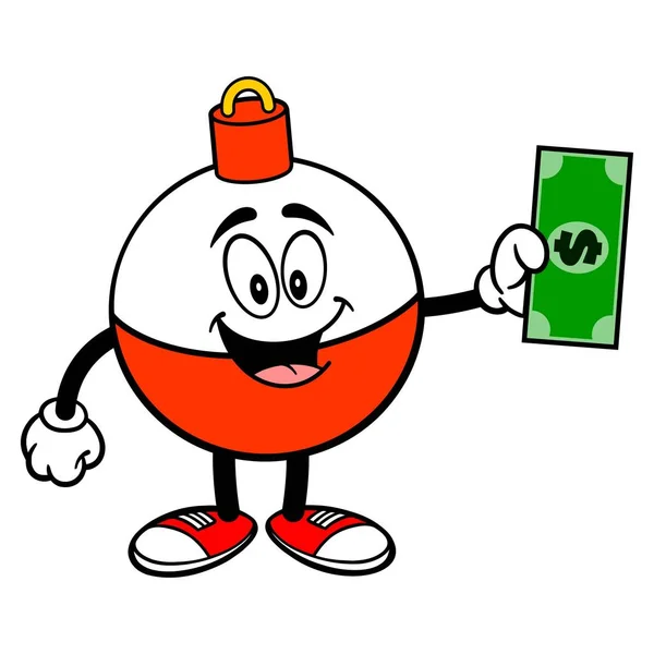 Mascote Bobber Pesca Com Dólar Uma Ilustração Dos Desenhos Animados — Vetor de Stock