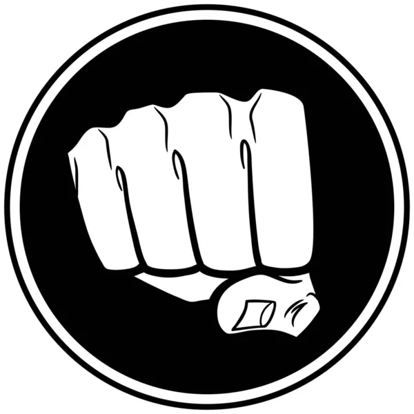 Fist Insignia Illustrazione Fumetti Icona Pugno — Vettoriale Stock