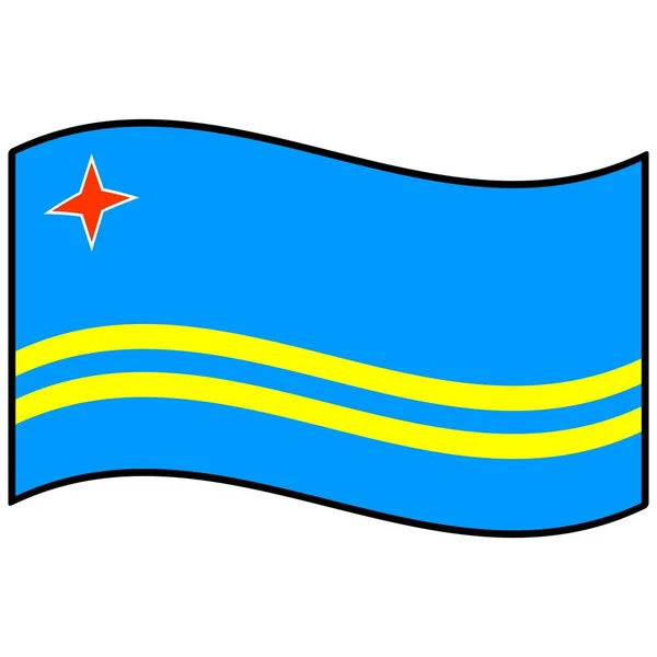 Flag Aruba Cartoon Illustration Aruba Flag — Stock Vector