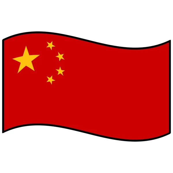 Bandeira China Uma Ilustração Desenho Animado Uma Bandeira China — Vetor de Stock