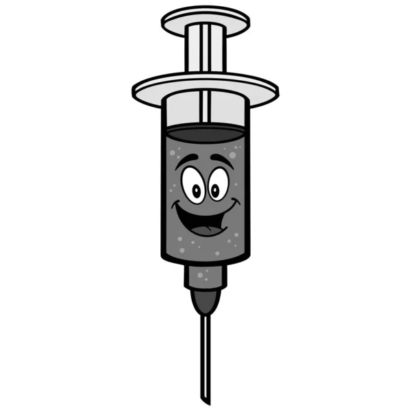 Influensa Shot Cartoon Illustration Tecknad Illustration Influensa Shot Mascot — Stock vektor