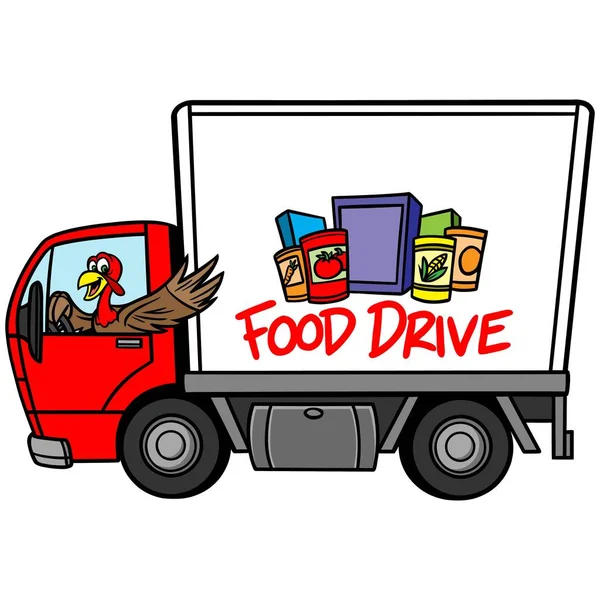 Food Drive Cartone Animato Illustrazione Concetto Food Drive — Vettoriale Stock