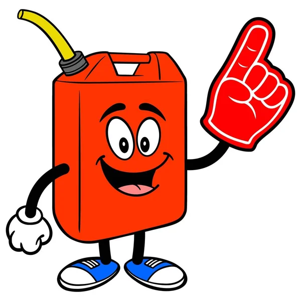 Gasoline Can Foam Hand Cartoon Illustration Gasoline Can Mascot — Stock Vector