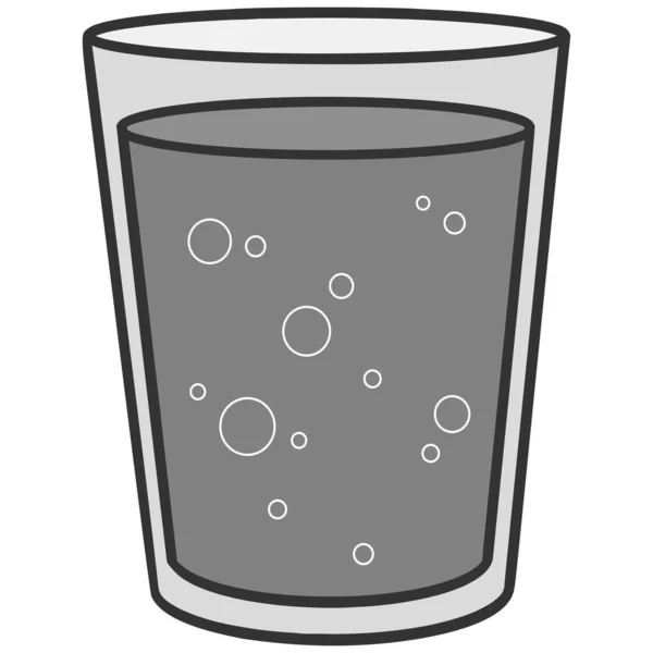 Glas Water Illustration Een Cartoon Illustratie Van Een Glas Water — Stockvector