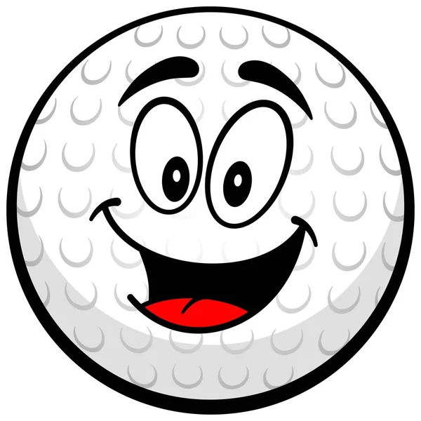 Golf Ball Mascotte Een Cartoon Illustratie Van Een Golf Bal — Stockvector