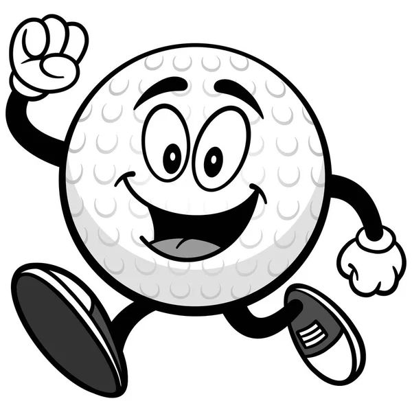 Golf Ball Running Illustratie Een Cartoon Illustratie Van Een Golf — Stockvector