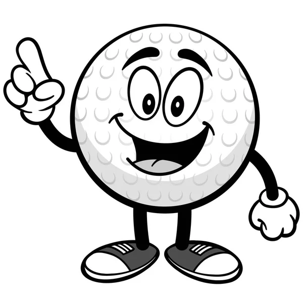 Golf Ball Pointing Illustration Cartoon Illustration Golf Ball Mascot — Stock Vector