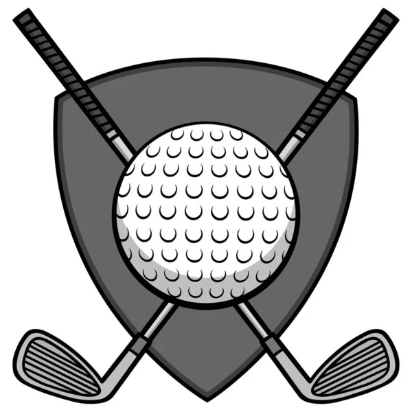 Golf Insignia Illustration Tecknad Illustration Golf Ikon — Stock vektor