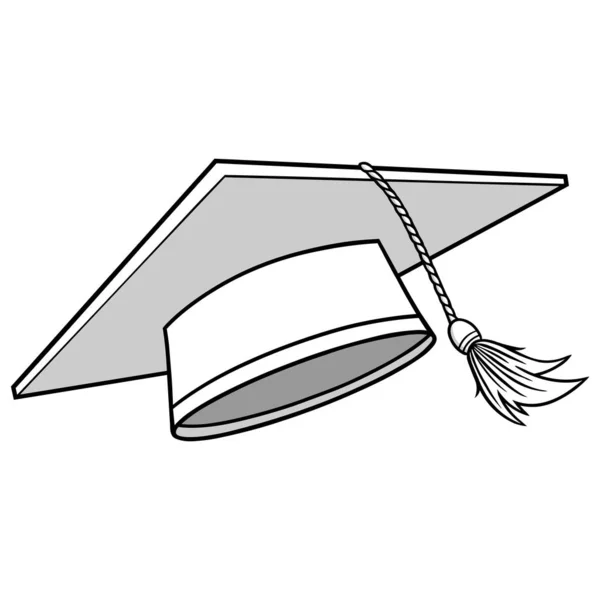 Afstuderen Cap Illustration Een Cartoon Illustratie Van Een Graduation Cap — Stockvector