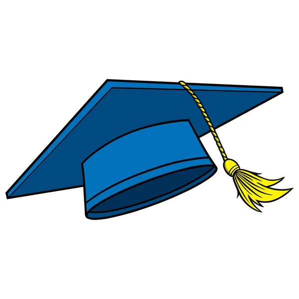 Graduation Cap Une Illustration Dessin Animé Graduation Cap — Image vectorielle