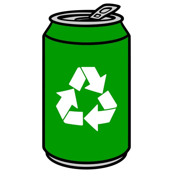 Green Aluminum Can Recycle Symbol Cartoon Illustration Green Aluminum Can — Stock Vector