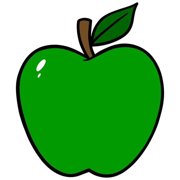 Icona Mela Verde Illustrazione Del Cartone Animato Una Mela Verde — Vettoriale Stock