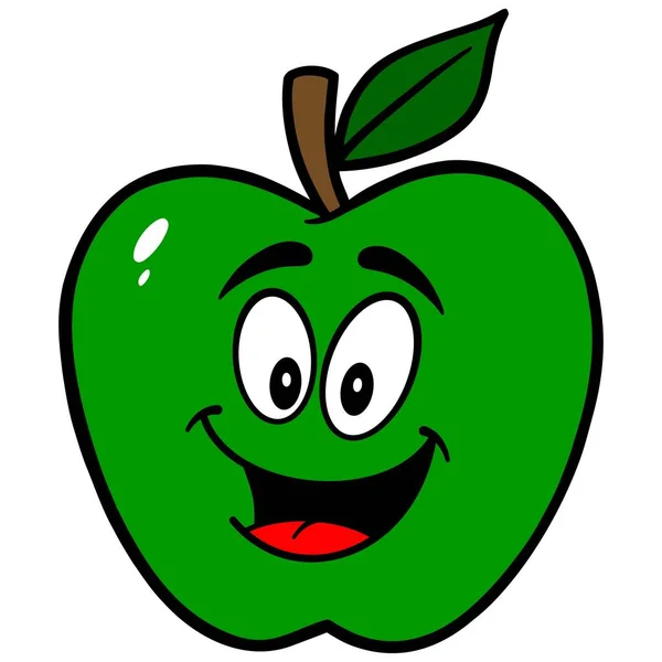 Mascotte Pomme Verte Une Illustration Dessin Animé Une Mascotte Pomme — Image vectorielle