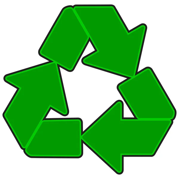 Groene Recycle Symbool Een Cartoon Illustratie Van Een Groene Recycle — Stockvector