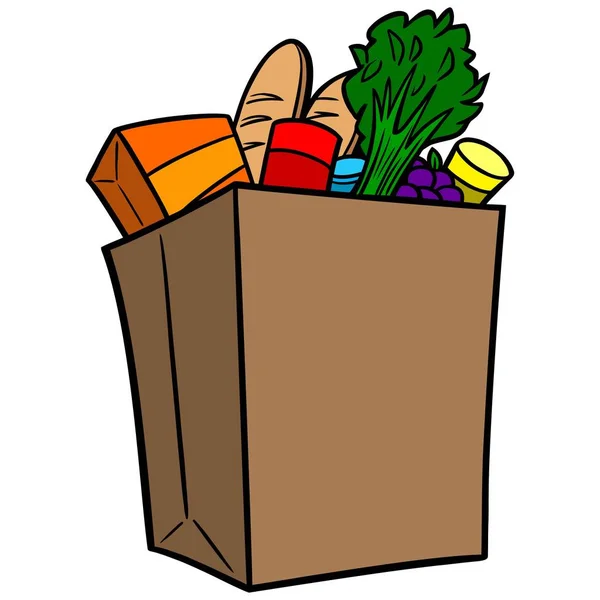 Élelmiszerbolt Bag Rajzfilm Illusztrációja Egy Élelmiszerbolt Bag — Stock Vector