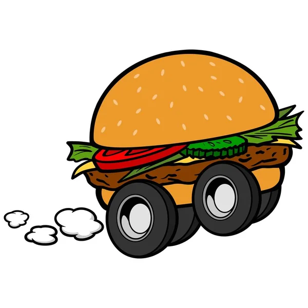 Hamburger Leverans Tecknad Illustration Ett Hamburger Leverans Koncept — Stock vektor
