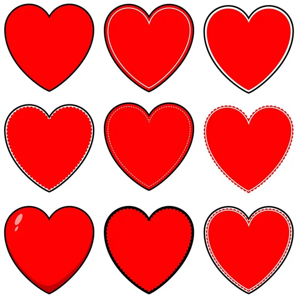 Herz Ikonen Und Symbole Eine Cartoon Illustration Einiger Herz Ikonen — Stockvektor
