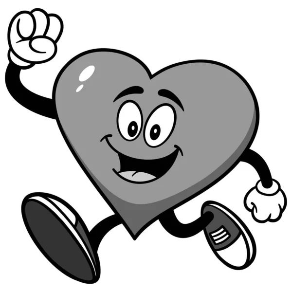 Corazón Mascota Correr Ilustración Una Ilustración Dibujos Animados Una Mascota — Vector de stock