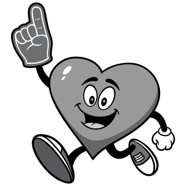 Herz Läuft Mit Einer Schaumstoff Hand Illustration Eine Cartoon Illustration — Stockvektor