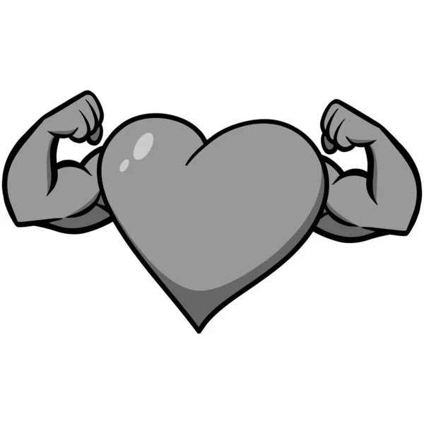 Heart Strong Arms Illustration Cartoon Illustration Heart Strong Arms — Stock Vector