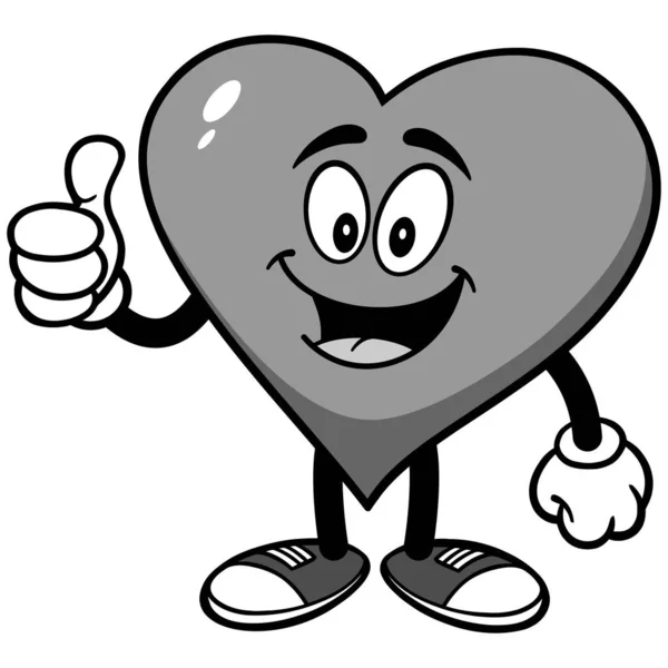 Herz Mit Daumen Hoch Illustration Eine Cartoon Illustration Eines Herzmaskottchens — Stockvektor