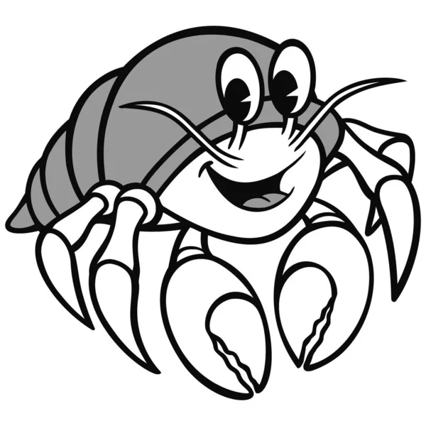 Illustration Crabe Ermite Illustration Dessin Animé Crabe Ermite — Image vectorielle