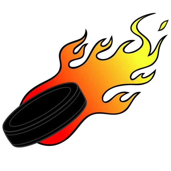 Χόκεϊ Πακ Φλόγες Μια Εικονογράφηση Καρτούν Ενός Πακ Χόκεϊ — Διανυσματικό Αρχείο