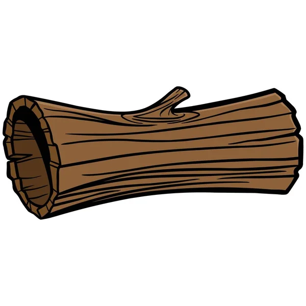 Hollow Log Una Ilustración Dibujos Animados Tronco Árbol Hueco — Vector de stock
