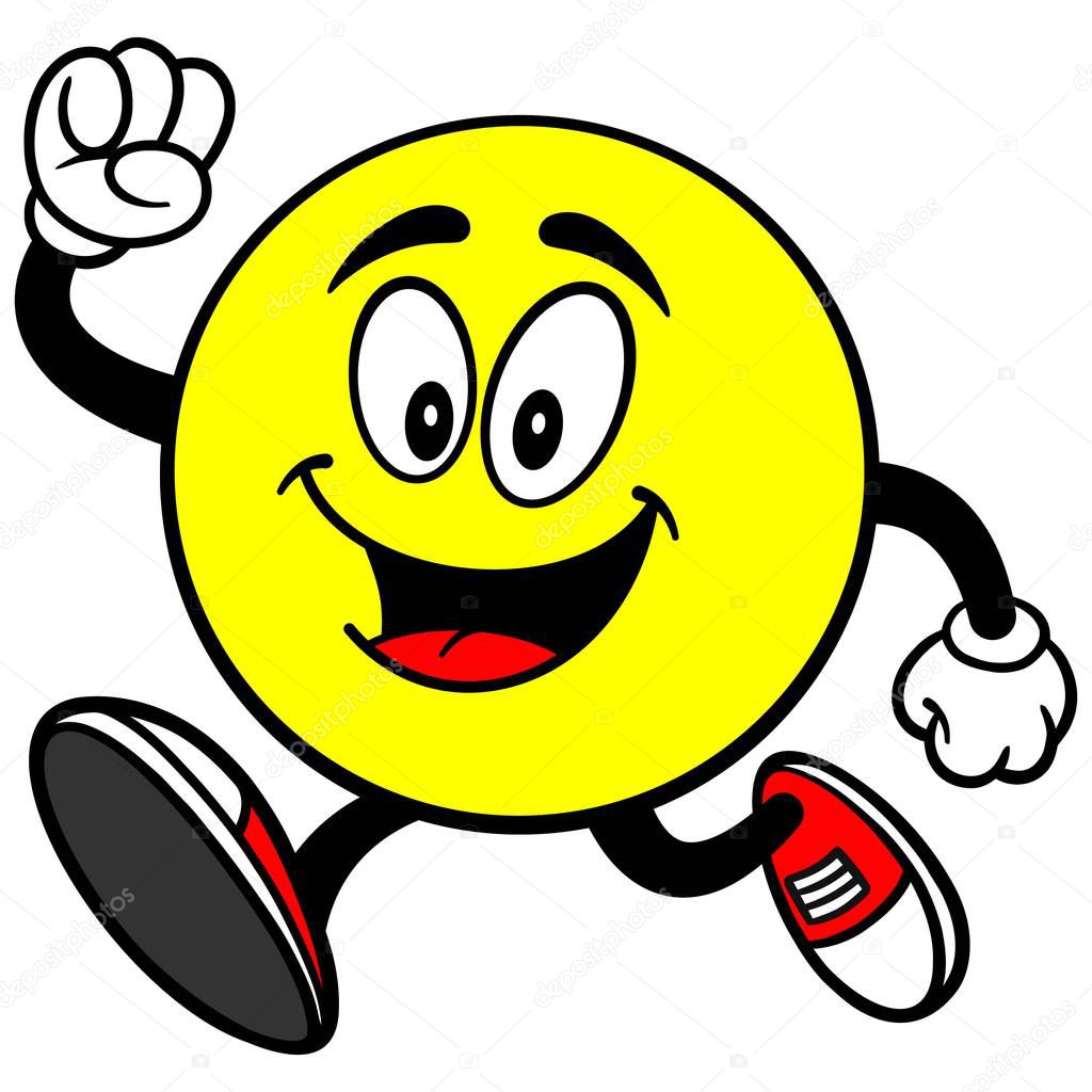 Emoticon Running - A cartoon illustration of a Emoticon mascot.