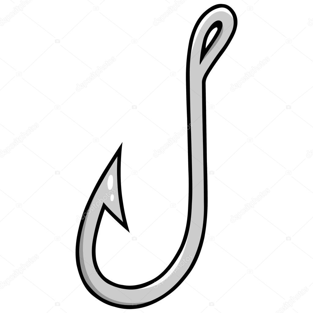 Fishing Hook - A cartoon illustration of a Fishing Hook.