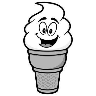Dondurma Maskot İllüstrasyon - Dondurma Koni Maskot bir karikatür illüstrasyon.