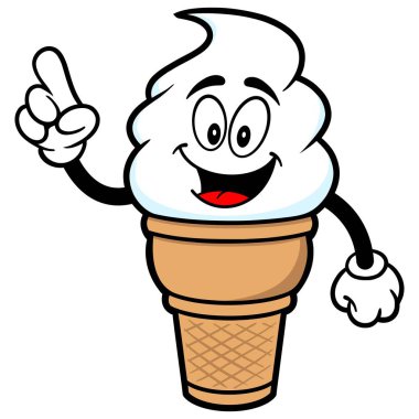 Dondurma İşaret - Dondurma Koni Maskot bir karikatür illüstrasyon.