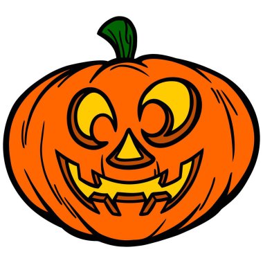 Jack-O-Lantern Smile - Bir Jack-O-Lantern bir karikatür illüstrasyon.