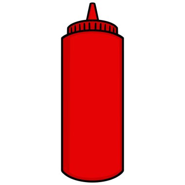 Ketçap - Ketçap şişesi bir karikatür illüstrasyon.