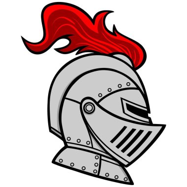 Knight Helmet - Bir Şövalye bir karikatür illüstrasyon.