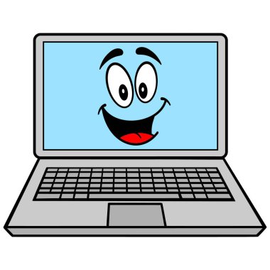 Laptop Karikatür - Bir Bilgisayar Laptop bir karikatür illüstrasyon.