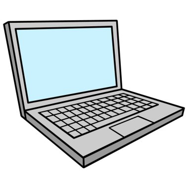 Laptop Bilgisayar - Bir Bilgisayar Laptop bir karikatür illüstrasyon.