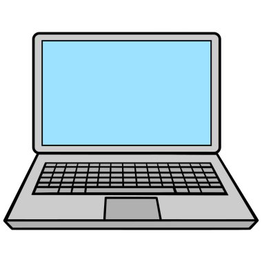 Laptop - Bir Bilgisayar Laptop bir karikatür illüstrasyon.