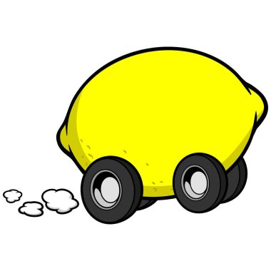 Limon Araba - Bir Limon bir karikatür illüstrasyon.