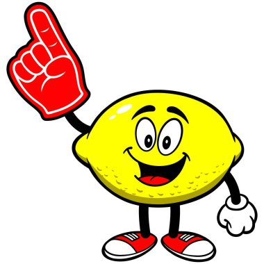 Köpük El ile Limon - Bir Limon Maskotu bir karikatür illüstrasyon.