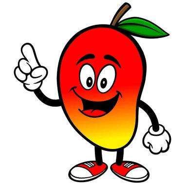 Mango Pointing - Bir Mango Maskot bir karikatür illüstrasyon.