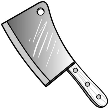 Et Cleaver İllüstrasyon - Bir Meat Cleaver bir karikatür illüstrasyon.