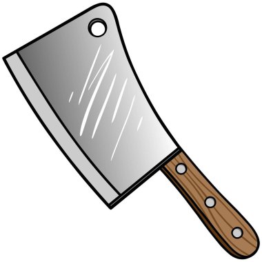 Et Cleaver - Bir Meat Cleaver bir karikatür illüstrasyon.
