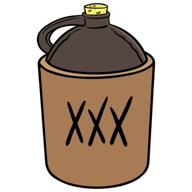 Moonshine - A cartoon illustration of a jug of Moonshine. clipart